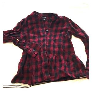 Madewell plaid button up with peplum